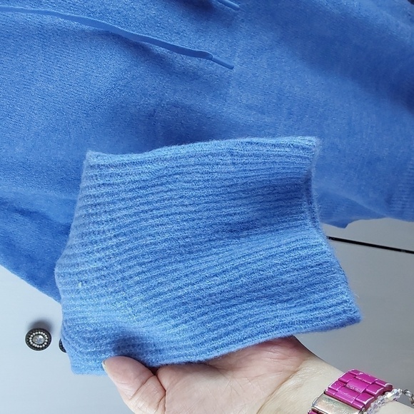 Time And Tru- Womens Blue Sweater Hoodie Textured Super Soft Ribbed Sz.L - Picture 3 of 7